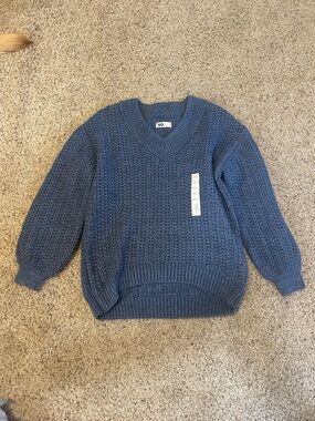 SO Men's Deep Blue V-Neck Textured Knit Sweater